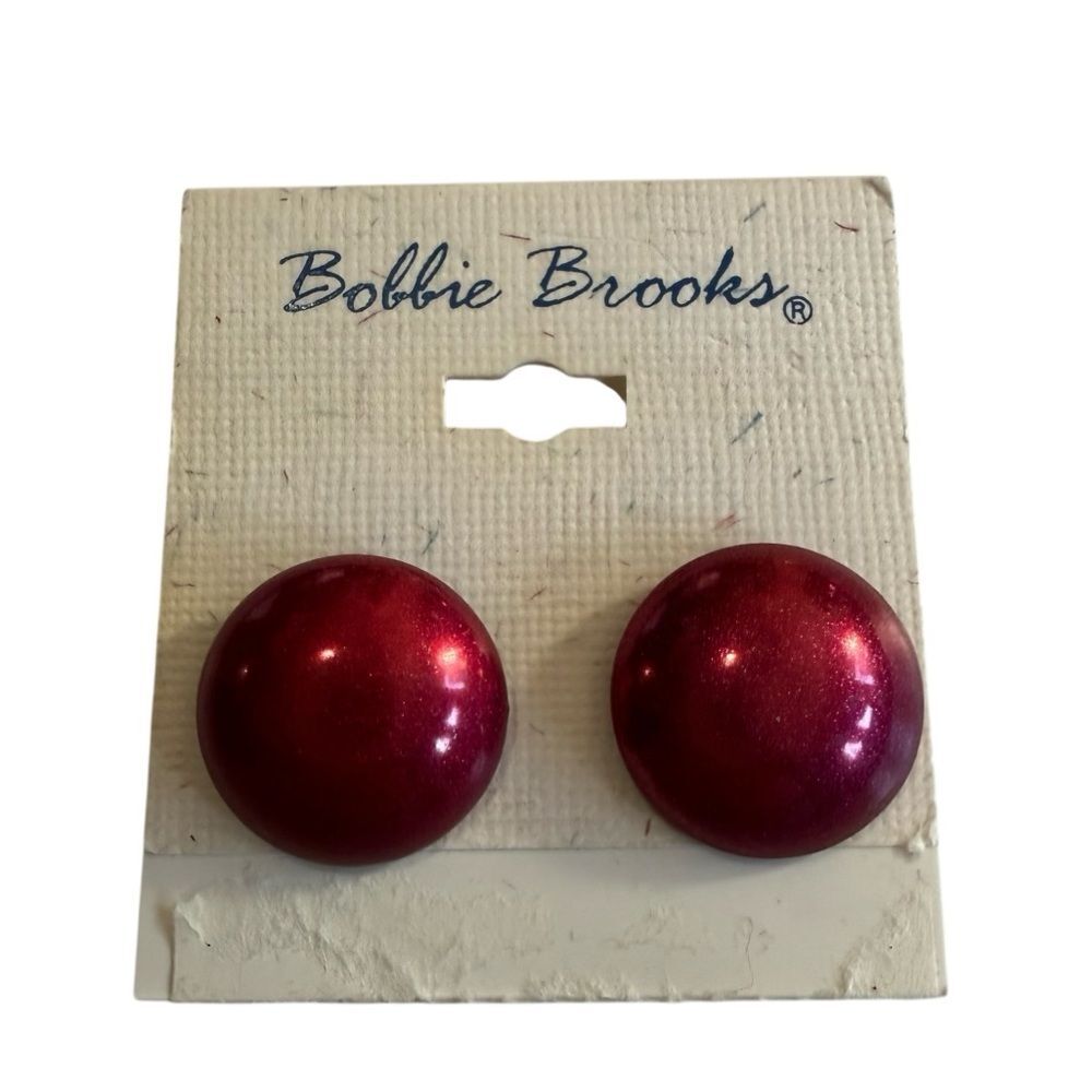 Vintage Bobbie Brooks Red Button Clip On Earrings
